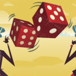 Business people rolling the dice of risk