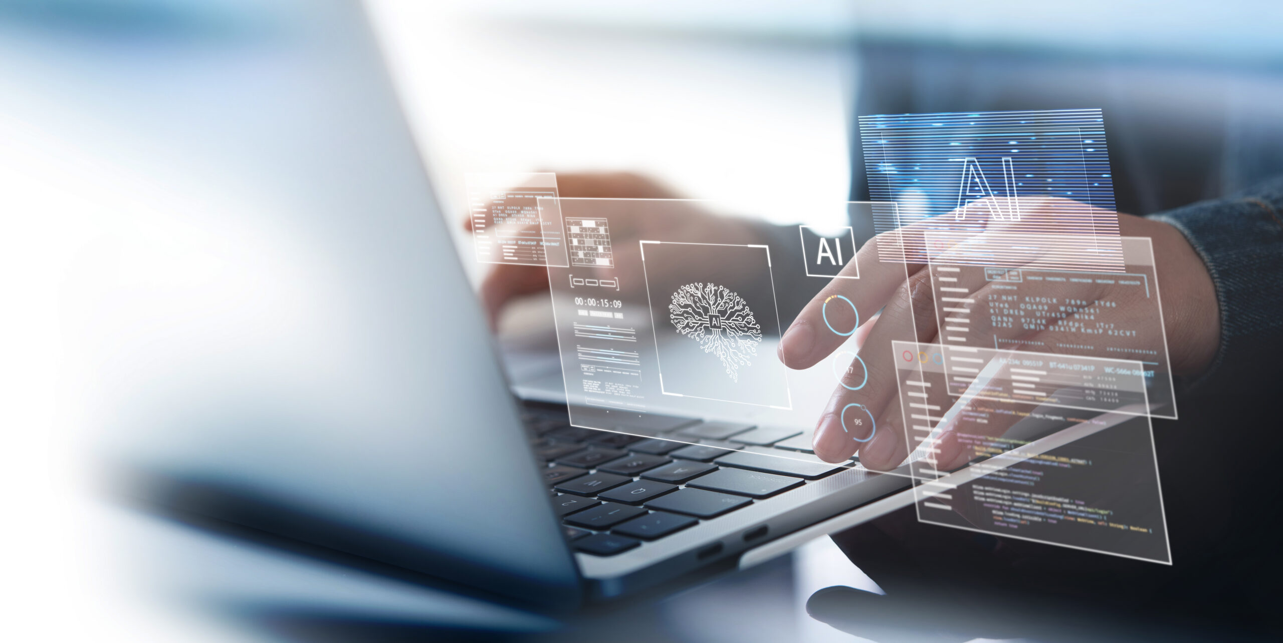 A person on a laptop using AI to do research